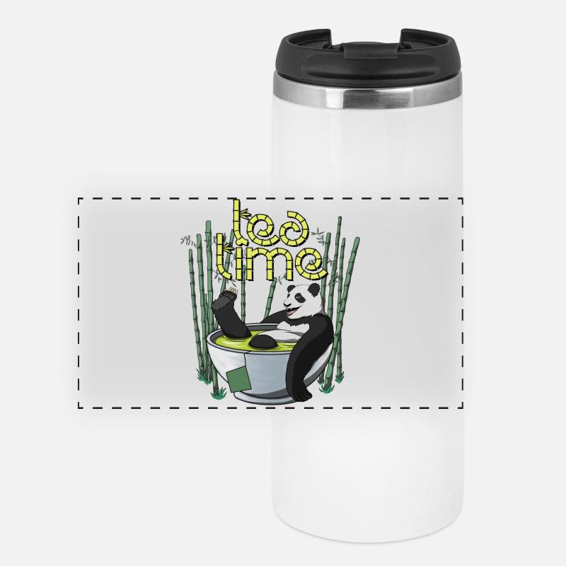 Tea Time - The Panda's Tea Moment - Panoramic Thermal Cup - white