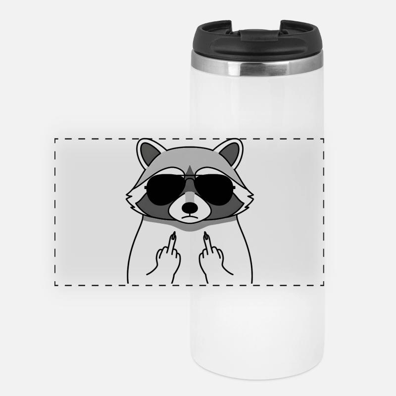 Raccoon with sunglasses middle finger - Panoramic Thermal Cup - white