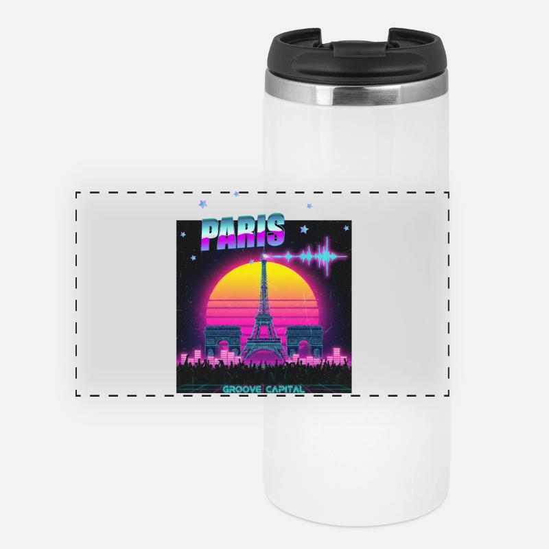 Paris Retro Wave Techno - Mug isotherme panoramique - blanc