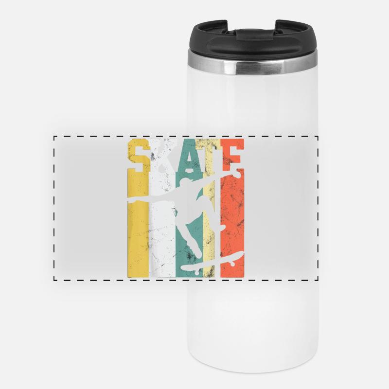 Skate Skateboarder Gift Skateboard Retro - Panoramic Thermal Cup - white