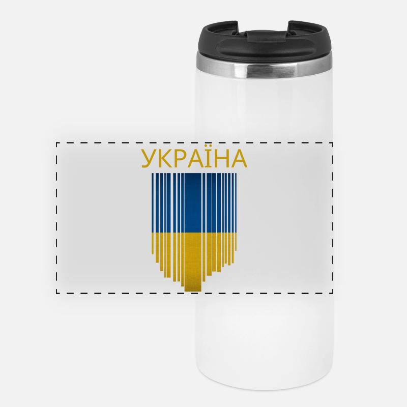 Ukrainian flag, Ukrainian pride - Panoramic Thermal Cup - white