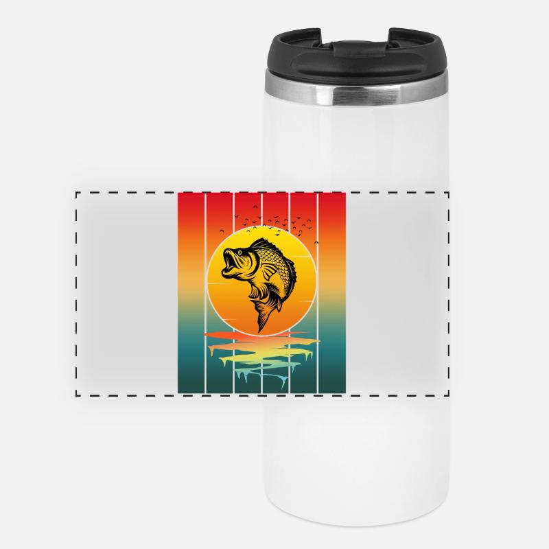 VINTAGE SUNSET FISH - Panoramic Thermal Cup - white