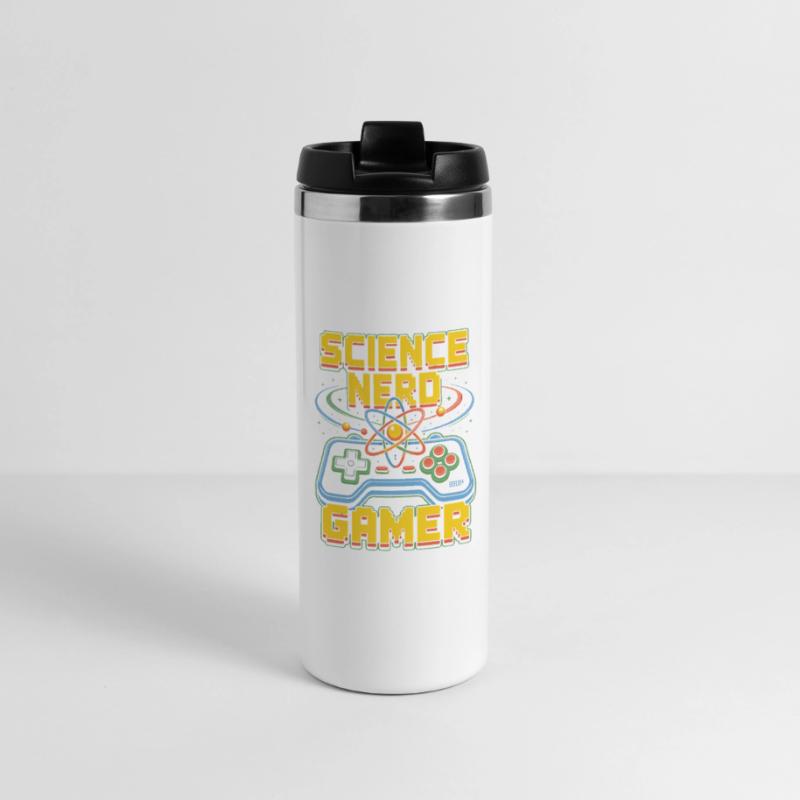 Science Nerd Gamer Atom Controller Wissenschaft Panorama Thermobecher