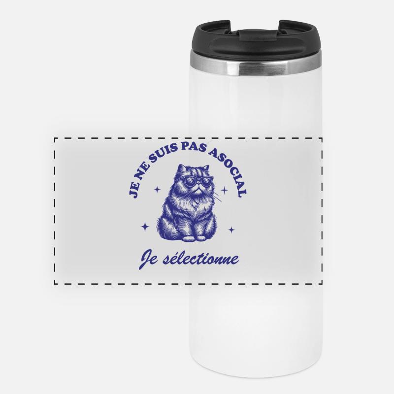 I'm not asocial I select Humor - Panoramic Thermal Cup - white