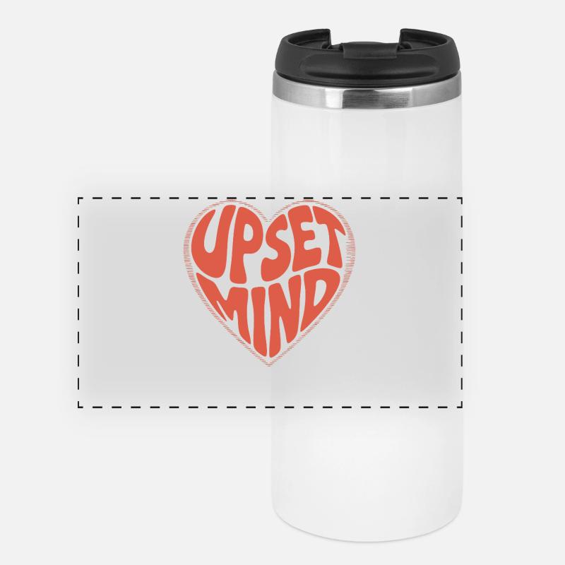 Upset Mind – Retro Heart Design - Panoramic Thermal Cup - white