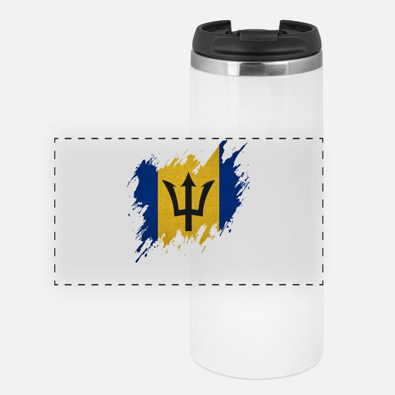 Barbados flag, torn style - Panoramic Thermal Cup - white