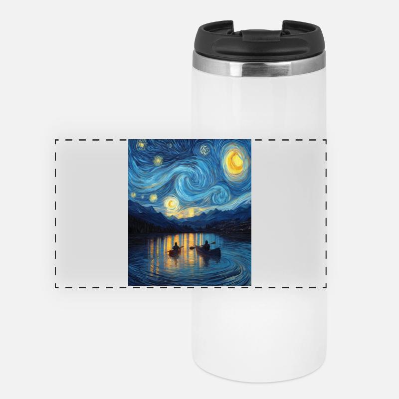 Kayak Van Gogh Starry Night - Panoramic Thermal Cup - white