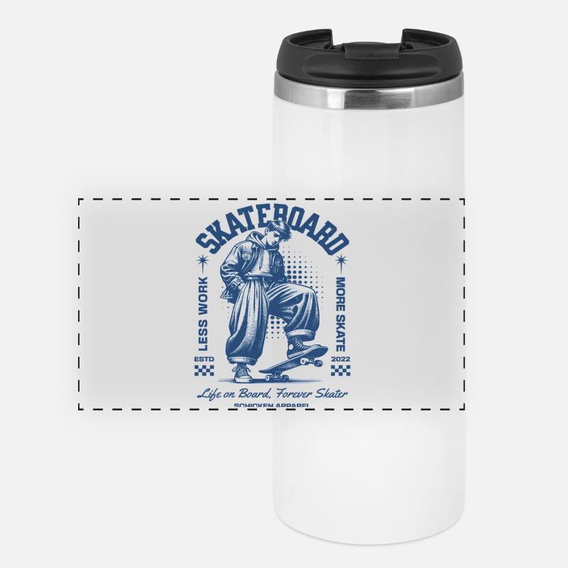 Skater life: More skate, less work - Panoramic Thermal Cup - white