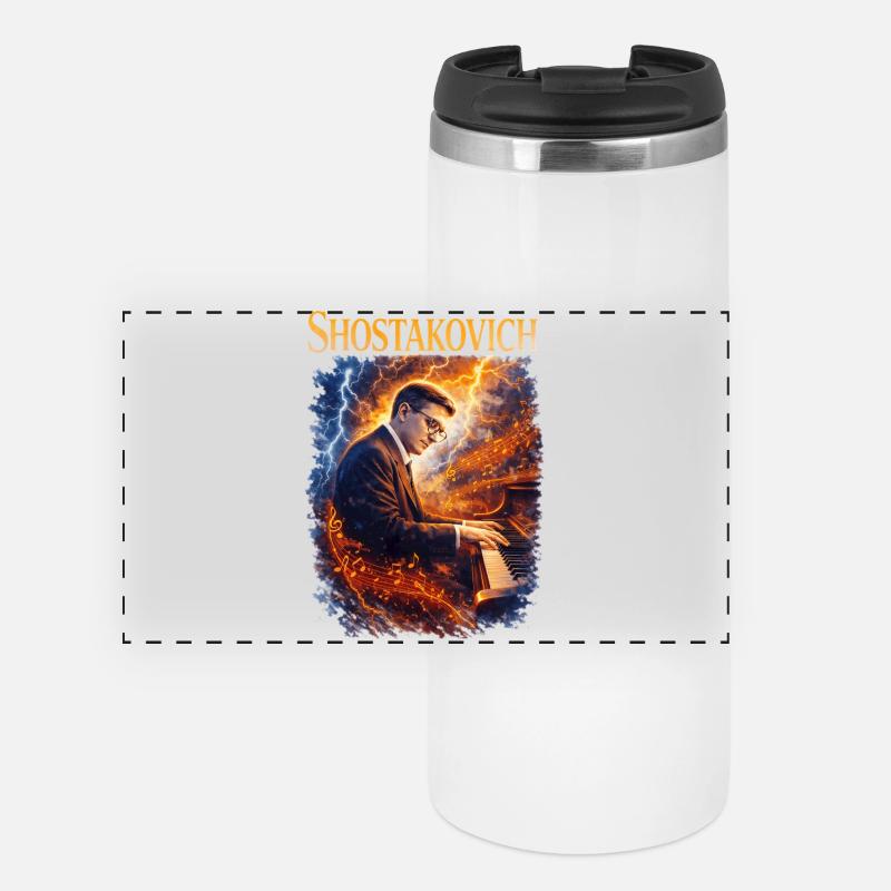 Chostakovitch Le son du feu au piano - Mug isotherme panoramique - blanc