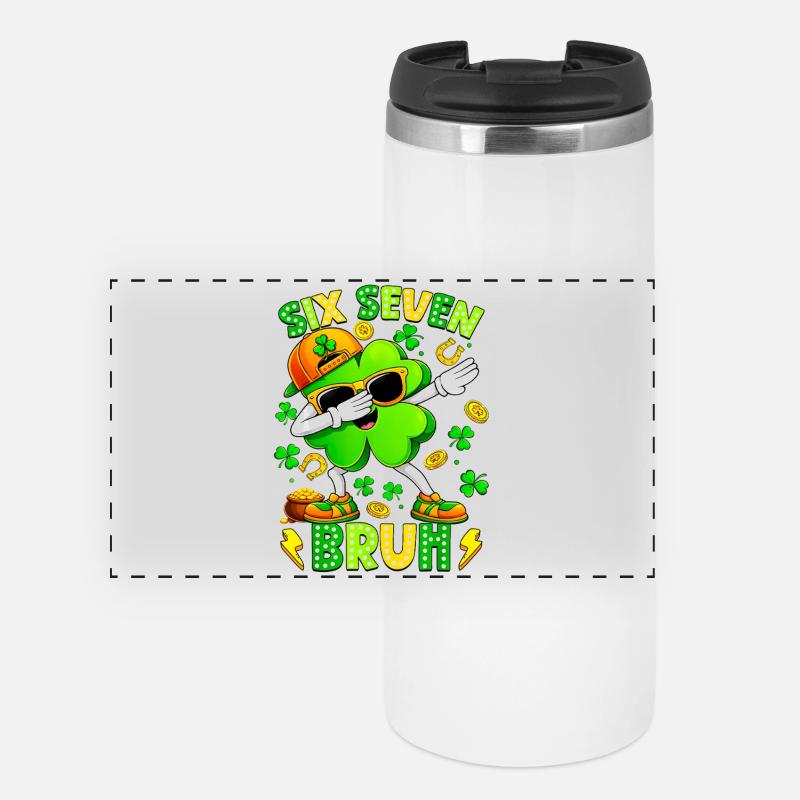 Six Seven Bruh Meme 67 St Patrick Day - Panoramic Thermal Cup - white