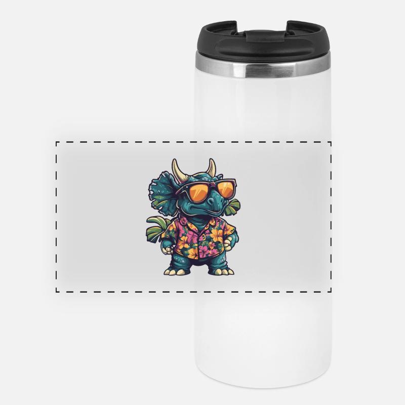 Dinosaur triceratops Comic Holiday - Panoramic Thermal Cup - white