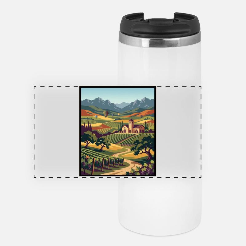 Vineyard Vista in Tuscan Hills - Panorama Thermobecher - Weiß