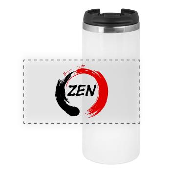 Zen geschrieben in enso zen Kreis rot und schwarz - Panorama Thermobecher - Weiß - Vorne