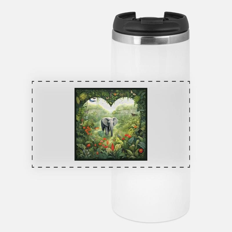 Elephant Love - Panoramic Thermal Cup - white