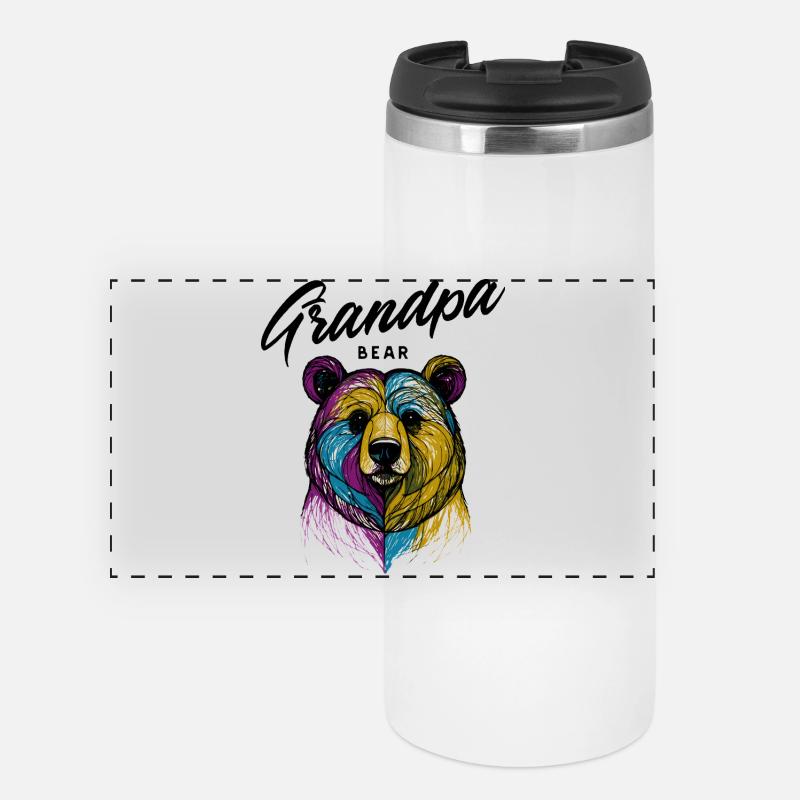 Rainbow Bear Split Grandpa Bear - Panoramic Thermal Cup - white