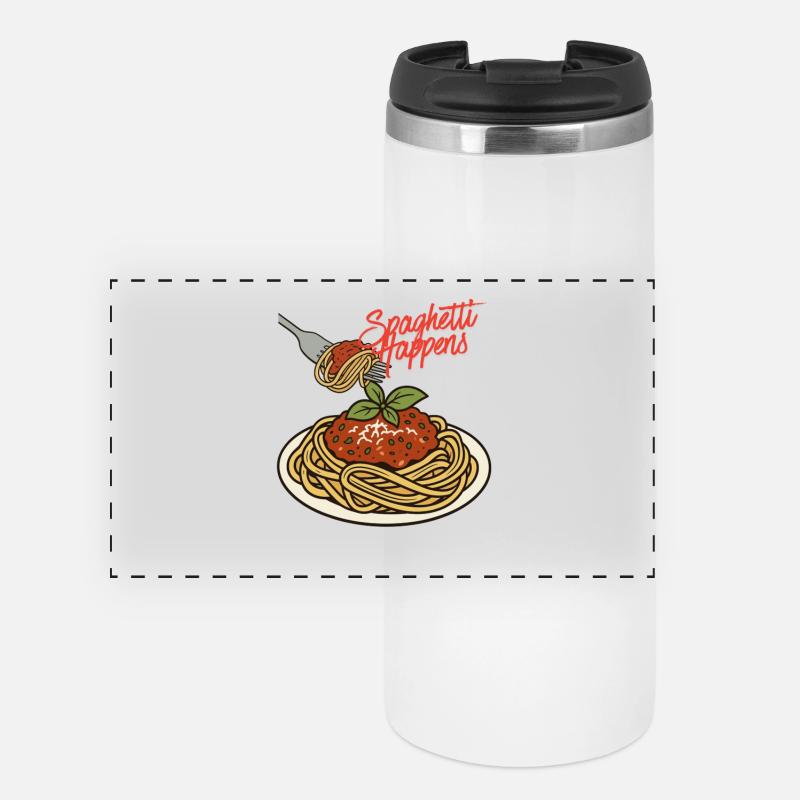 Spaghetti happens - Panorama Thermobecher - Weiß