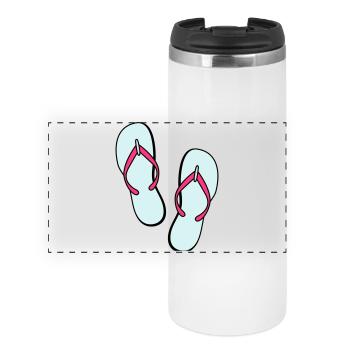 flip flops sommer beach strand party - Panorama Thermobecher - Weiß - Vorne