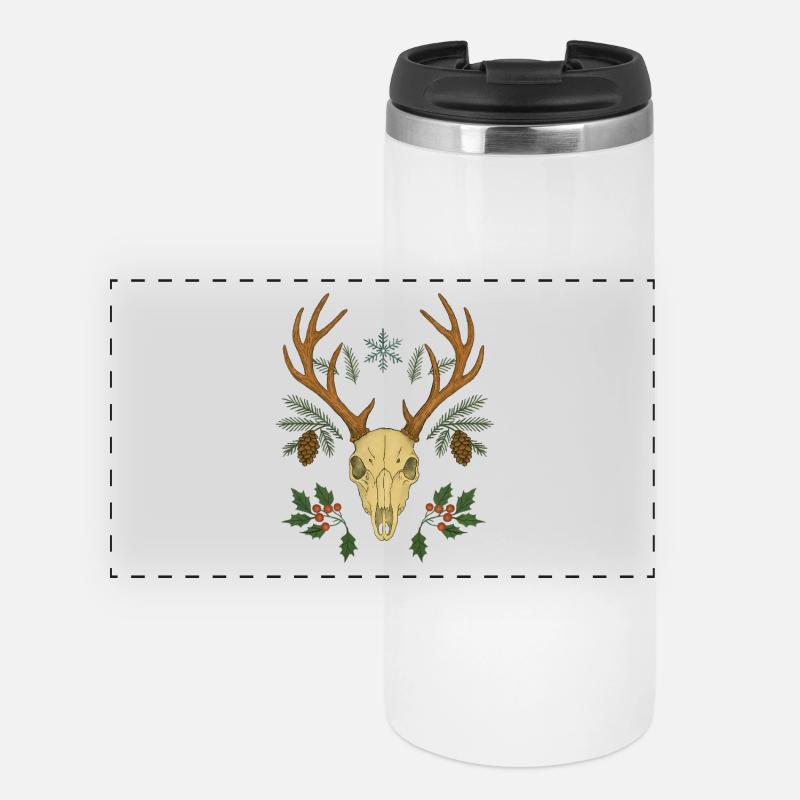 Winter Deer Skull Crest - Panoramic Thermal Cup - white