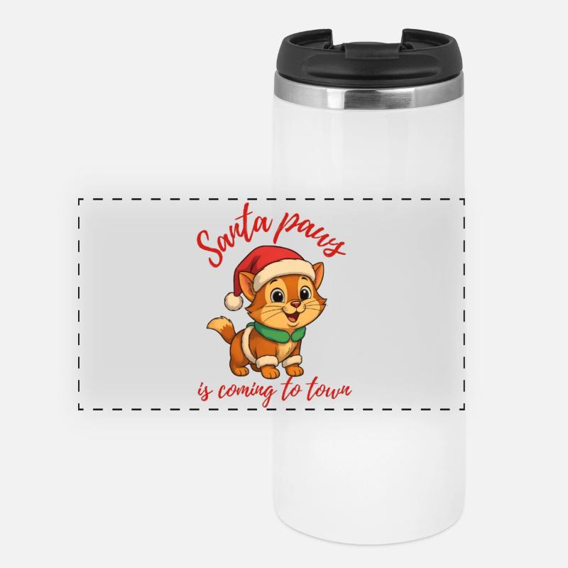 Santa paws is coming - Panoramic Thermal Cup - white