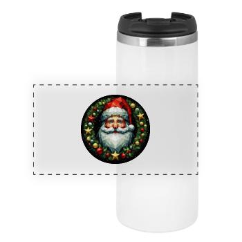 Weihnachtsmann Kopf Kranz bunt rot gold - Panorama Thermobecher - Weiß - Vorne