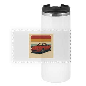 Retro Sportscar Illustration mit Vintagefarben - Panorama Thermobecher - Weiß - Vorne