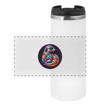 Geometric colorful meerkat - Panoramic Thermal Cup - white - Front