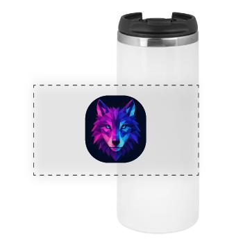 Lupus Wolf Neon Geopattern - Panoramic Thermal Cup - white - Front