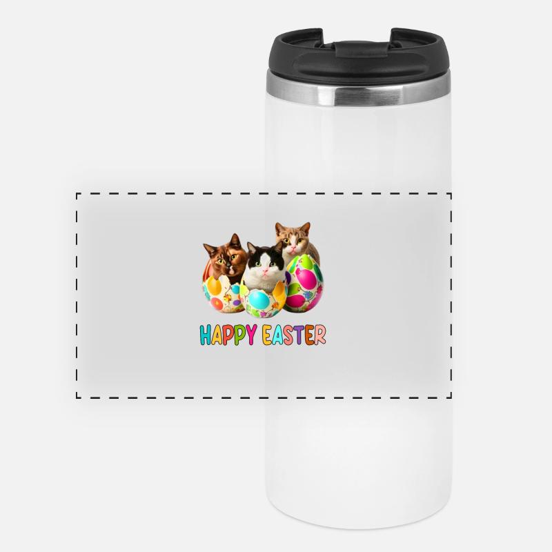 Kittens and Easter Eggs Parade - Panoramic Thermal Cup - white