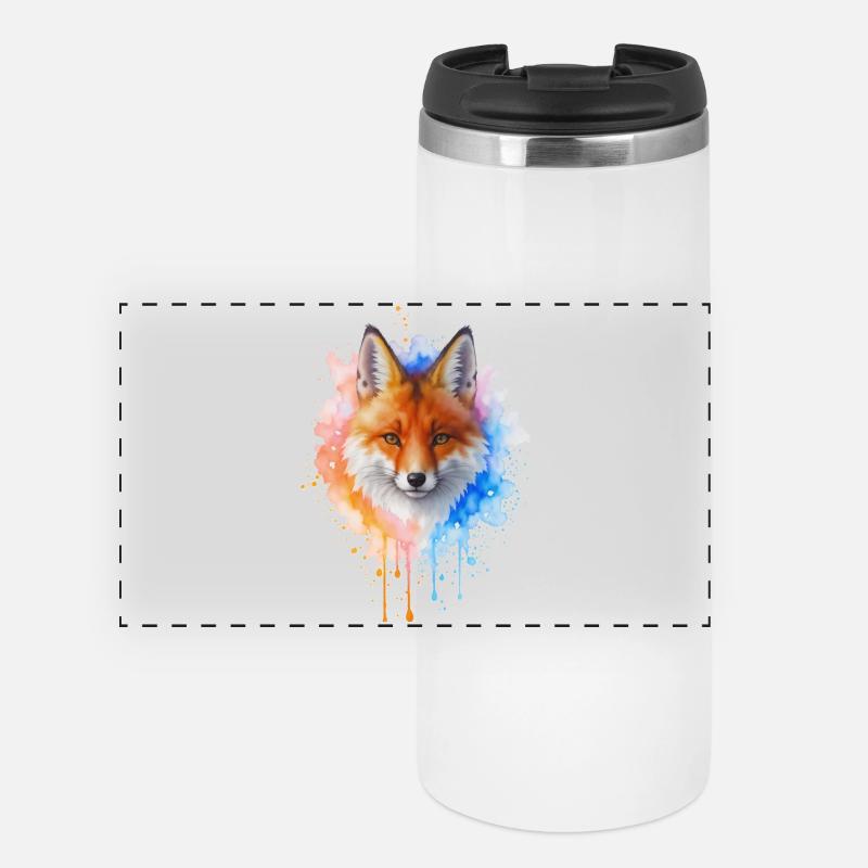 Watercolor Fox - Panoramic Thermal Cup - white