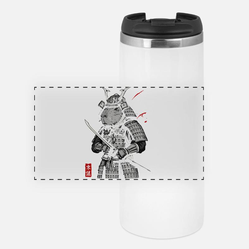 Otaku Cat Samurai  - Panoramic Thermal Cup - white