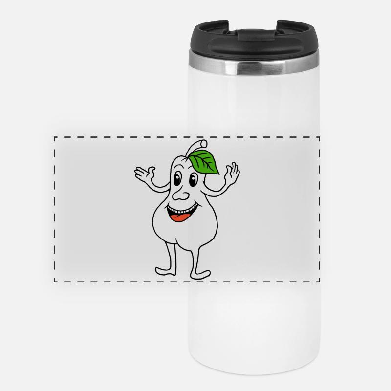 Pear with laughing face - Panoramic Thermal Cup - white
