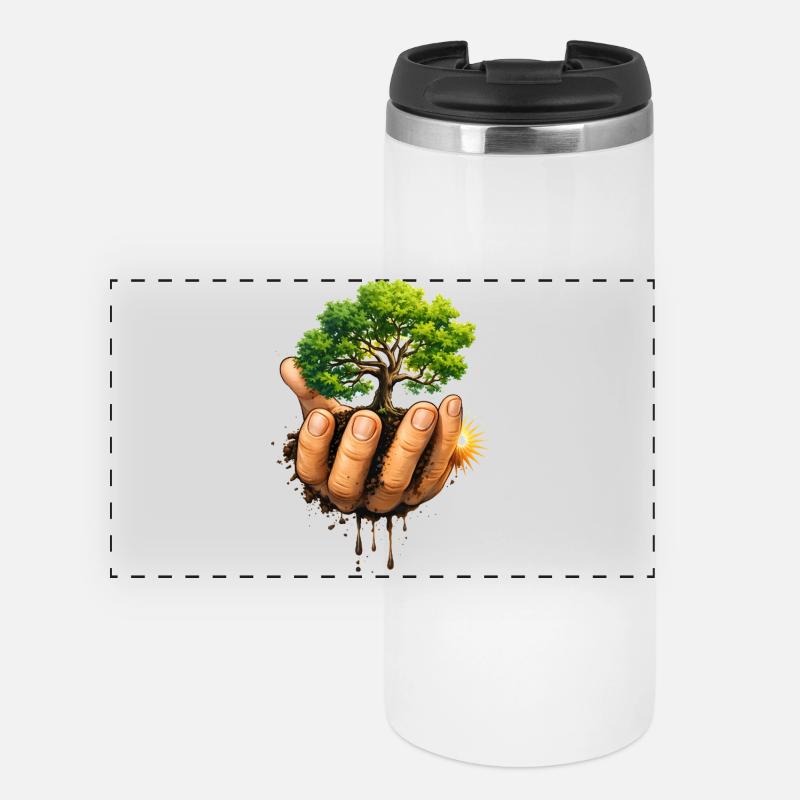 Nature protect tree in hand - Panoramic Thermal Cup - white