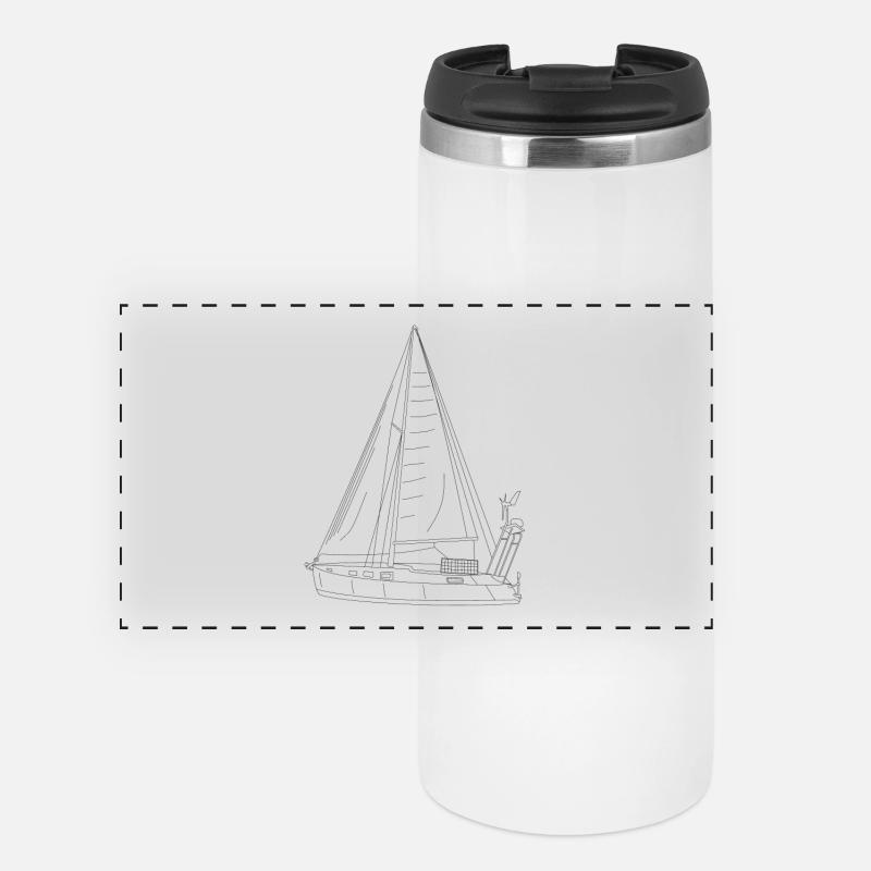 Drawing sailboat sails high - Panoramic Thermal Cup - white