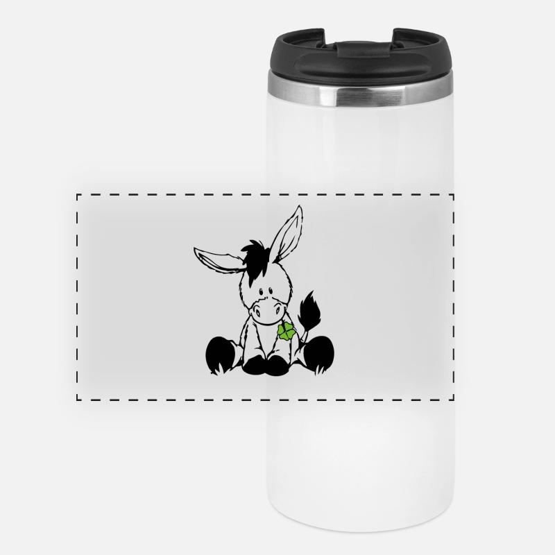Donkey with green clover - Panoramic Thermal Cup - white