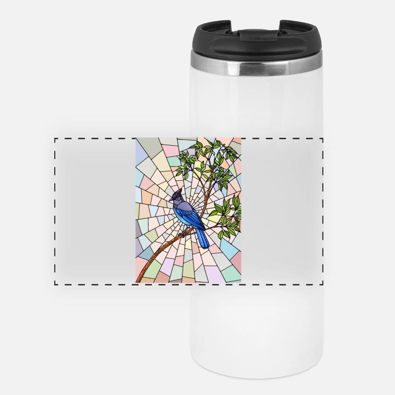 Steller's Jay in Glass - Panoramic Thermal Cup - white
