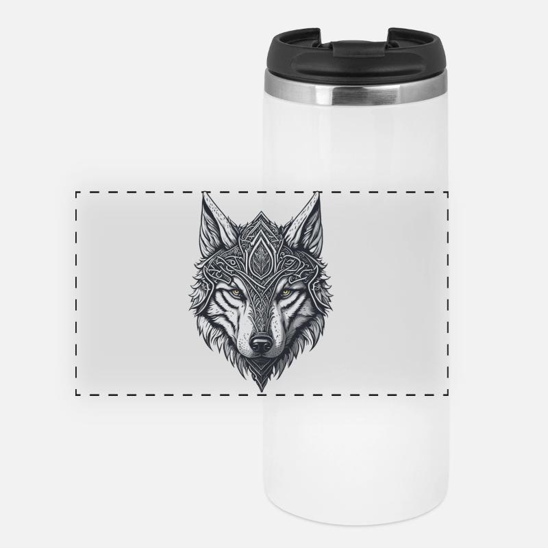 Wolf head style viking tattoo - Panoramic Thermal Cup - white