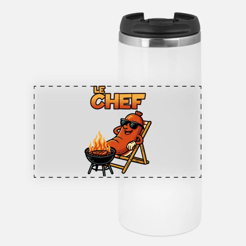 Le Chef: Grill master in retro style - Panoramic Thermal Cup - white