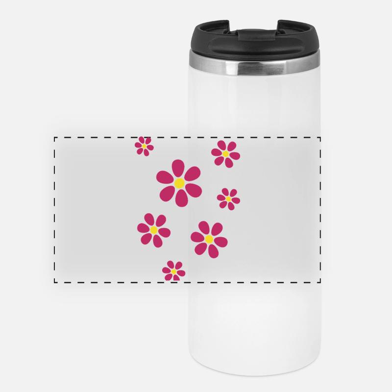 Floral Pattern Hippie Flowers Blossoms - Panoramic Thermal Cup - white