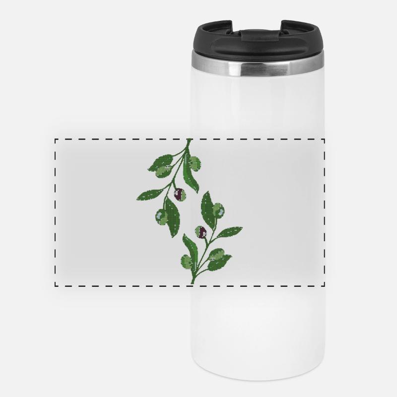 olive branches Mosaic Green - Panoramic Thermal Cup - white