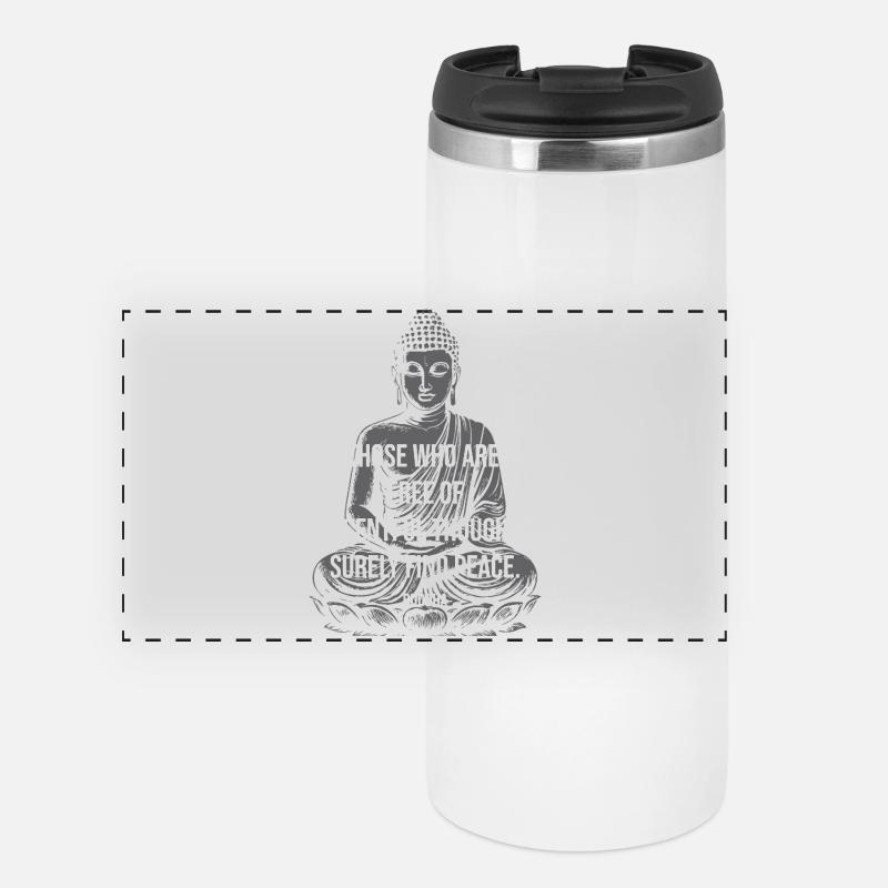 Peaceful Mind Buddha Quote - Panoramic Thermal Cup - white