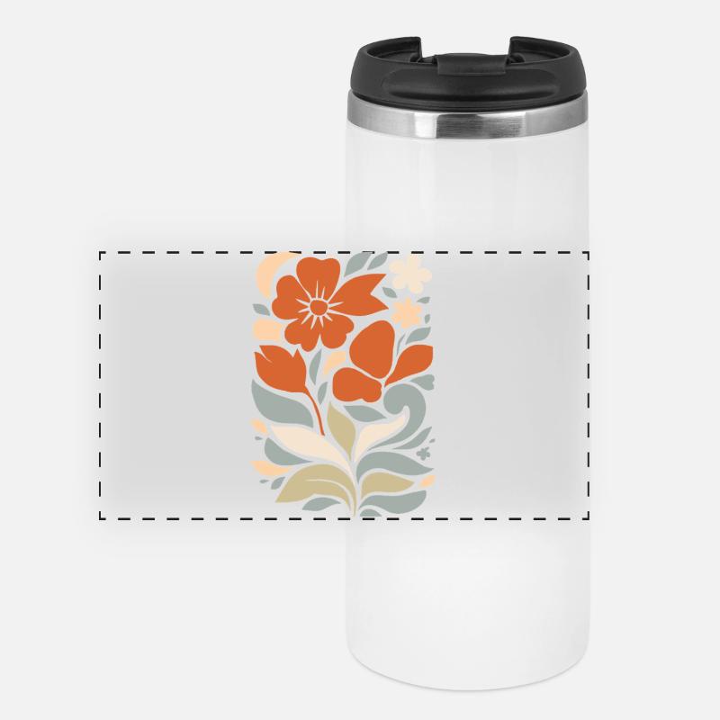 Abstract Floral Pattern Illustration - Panoramic Thermal Cup - white