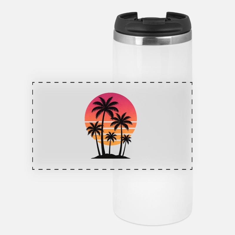 Coucher de soleil palmier - Mug isotherme panoramique - blanc