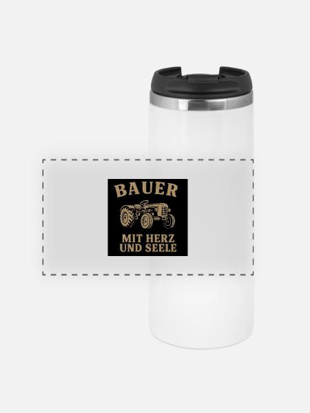 Bauerherz Traktor Motiv - Panorama Thermobecher - Weiß