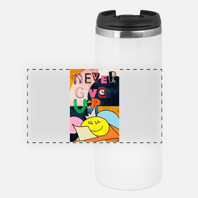Never give up art poster - Panoramic Thermal Cup - white