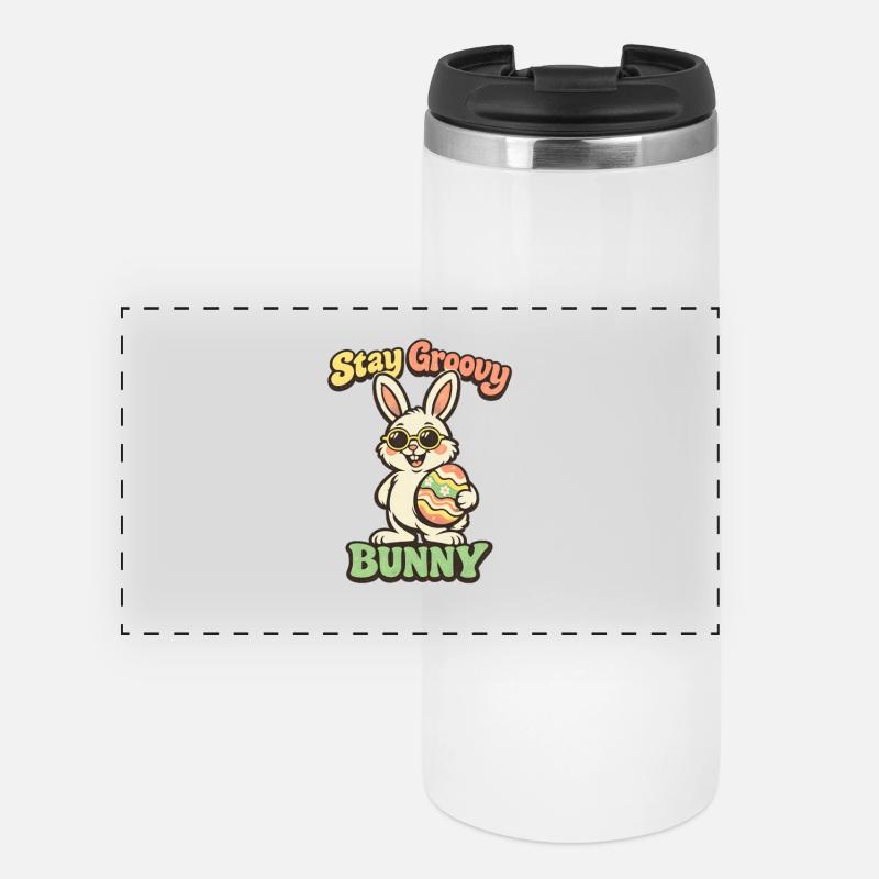 Stay Groovy Bunny Easter Easter Bunny - Panoramic Thermal Cup - white