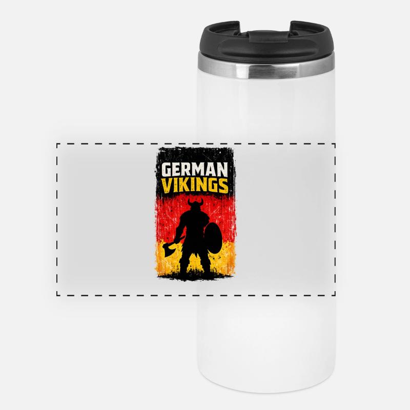 Deutsche Wikinger – Wikingerkrieger-Deutschland-Flagge - Panorama Thermobecher - Weiß