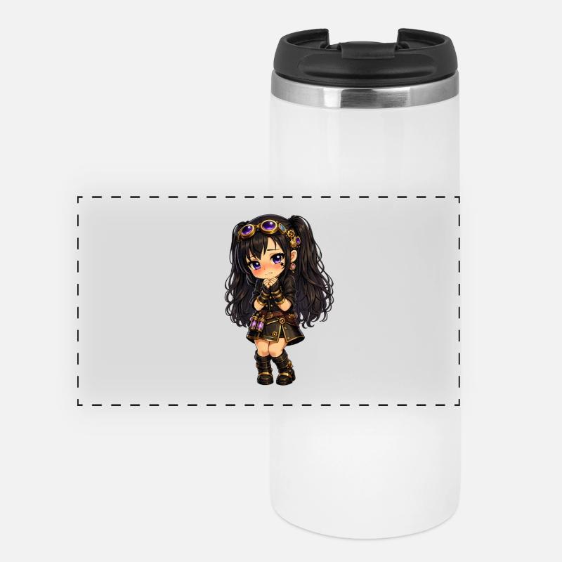 Steampunk chibi Luna mit Lila Glanz - Panorama Thermobecher - Weiß