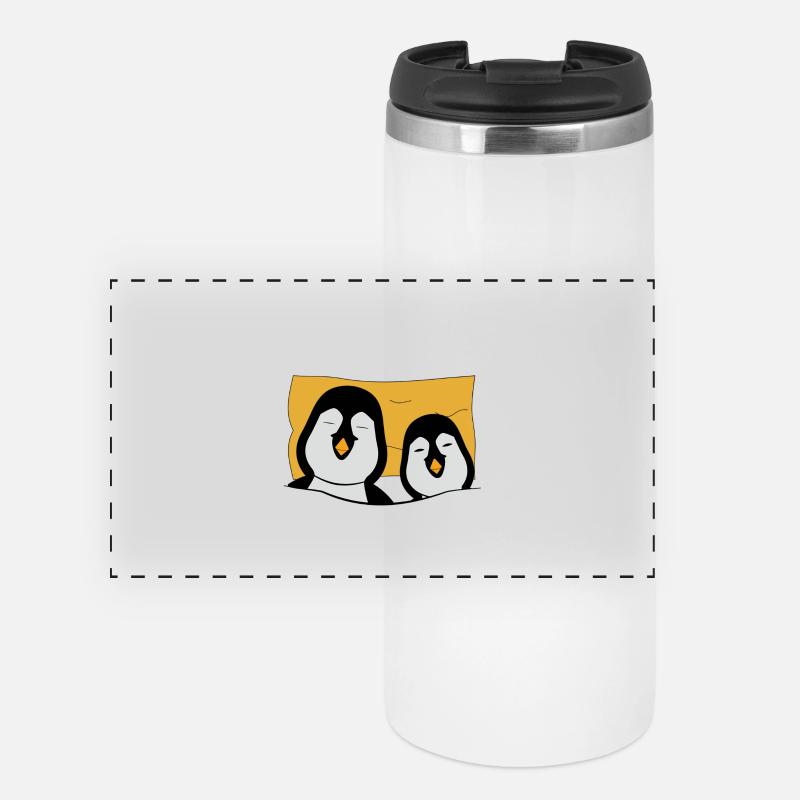 2 penguins in bed - Panoramic Thermal Cup - white