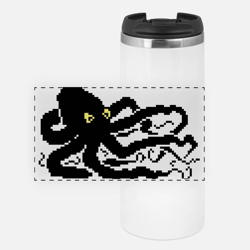 Pieuvre pixel 8 bits - Mug isotherme panoramique - blanc