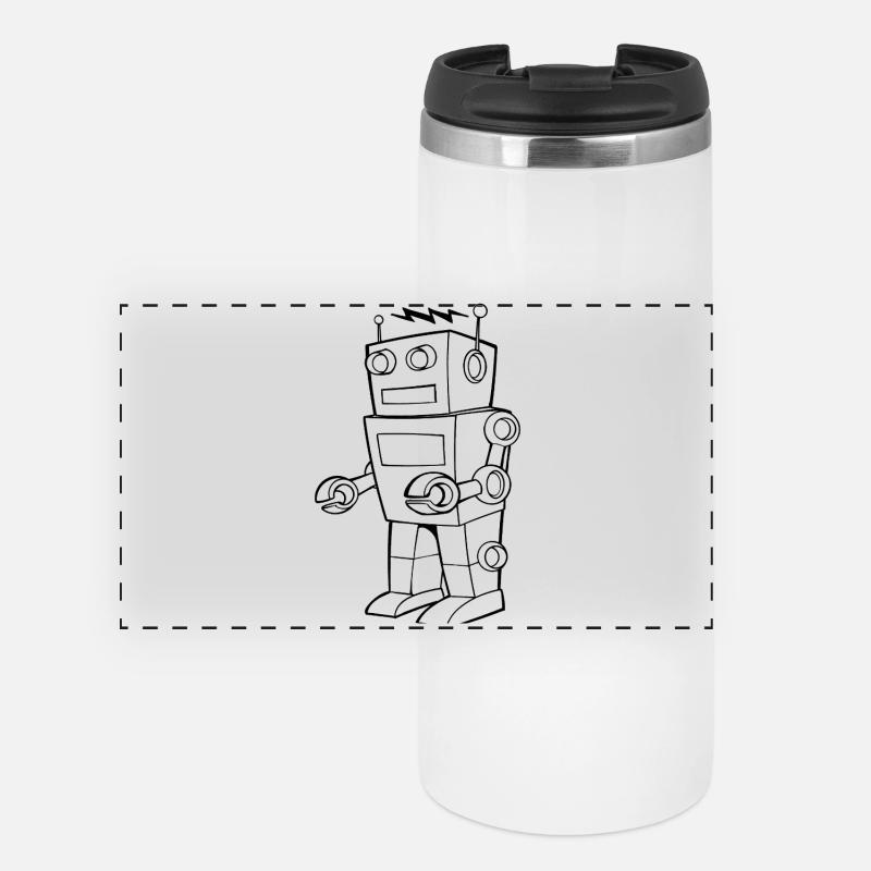 Robot Vintage Sketch Design - Panoramic Thermal Cup - white